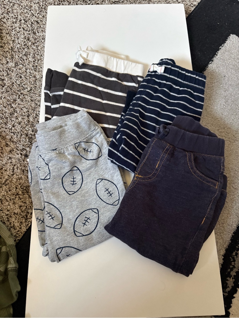 Carter's Gray Football Print & Navy Stripe Jogger Set